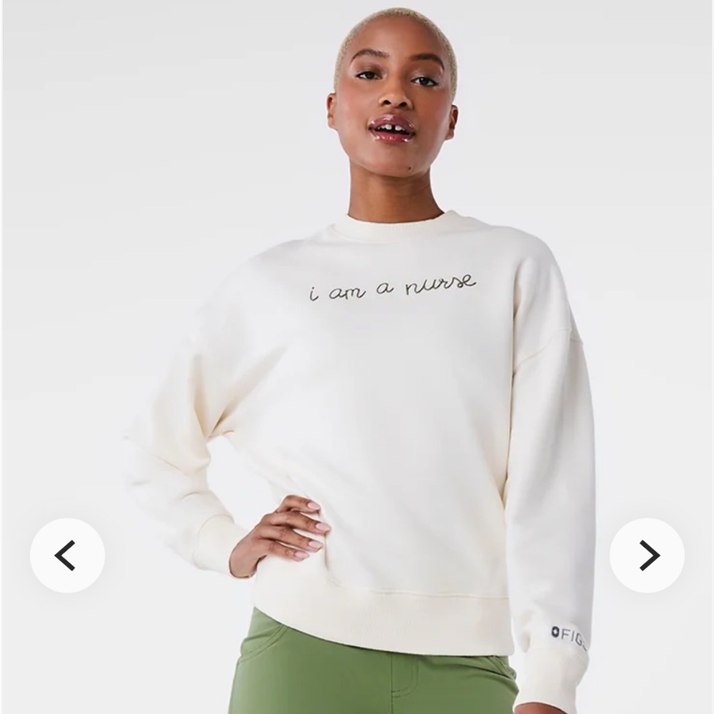 Figs Lingua Franca 'I Am a Nurse' Cream Sweatshirt
